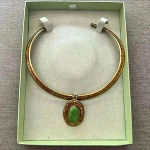 Ross + Simon’s brass copper braided collar green turquoise pendant
